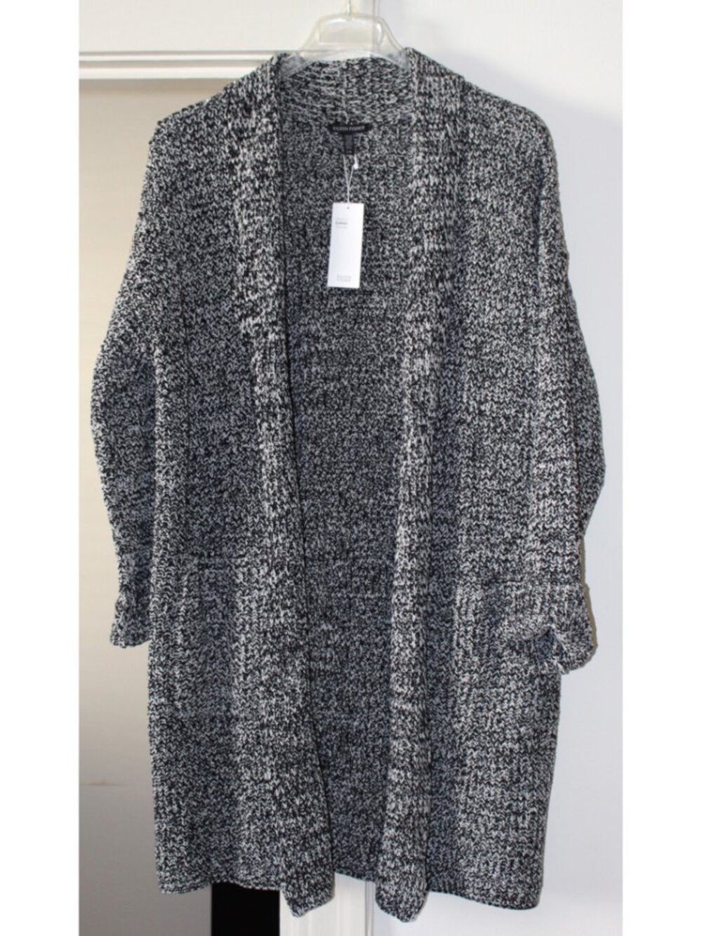 New w/Tags Eileen Fisher Chenille Boyfriend Cardi in Organic Cotton , Lrg Oversz